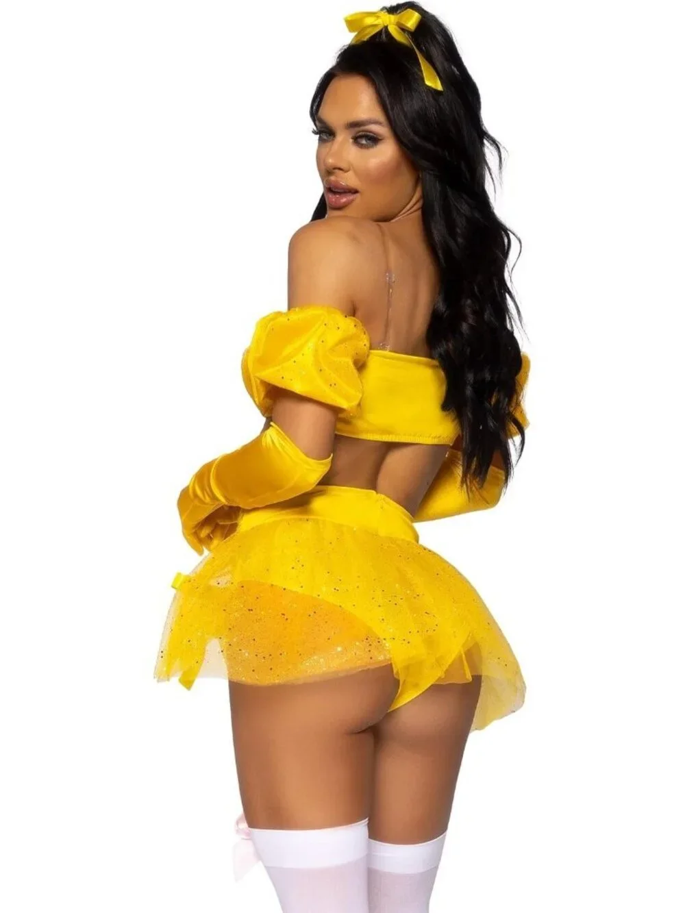 Leg Avenue Women's SMALL 4 Pc Fairytale Beauty Costume Yellow Sexy Ballgown